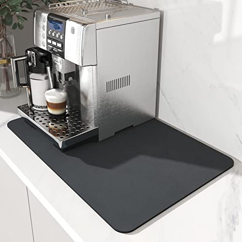 AMOAMI Coffee Mat - Hide Stain Rubber Backed Absorbent Dish Drying Mat for Kitchen Counter - Fits Under Coffee Maker or Machine - size: 16"X24"