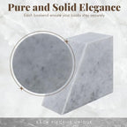 Flexzion Book Ends for Heavy Books - White Marble Bookends Decorative for Shelves, Weighted Modern Stone Marble Bookends Stopper with Non-Skid Bottom for Desk, Shelves, Kitchen and Office (Set of 2)