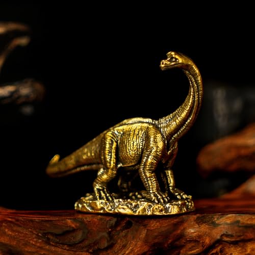 CHOVY Retro Brass Dinosaur Sculpture - Brachiosaurus Figurine in Solid Heavy-Duty Brass, Handcrafted Desk Decor for Office, Study & Unique Gift for Dinosaur and Science Enthusiasts - color: Lianglong