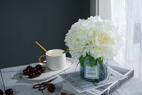 MOOMASS Artificial Peony and Glass vase Decoration, Ins Style Artificial Flower Glass Bottle Set - color: White
