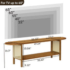 Bamboo TV Stand for TVs up to 65", Accent Entertainment Center with Storage, Media Console Table with Rattan, Modern TV Stand for Living Room, Bedroom, 55"(L), Walnut - color: Walnut Rattan