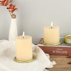 OwnMy 3PCS Iron Candle Holders for Pillar Candles, 3 Inch Metal Pillar Candle Plates and Trays, Small Round Tealight Holders Elegant Candle Stands Bases for Wedding Dining Table Centerpieces, Gold - color: Gold-3pcs