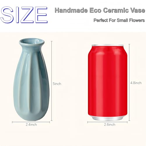 6-Pack Simple Vase Set for Flowers Plants, Small Cute Flower Vase for Modern Table Shelf Home Decor Wedding Boho Decor, Farmhouse - color: 6pc-stjh-blue
