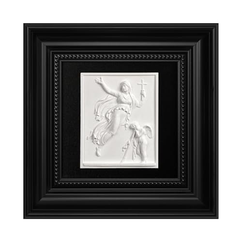 FOLKOR LIFE Framed Black and White Wall Art Sculpture for Modern Classical Decor, Framed Plaster Relief Hanging Sculpture for Wall Decor, Room, Office, Hallway, Entryways Decoration, New Home Gift - color: Figure 2