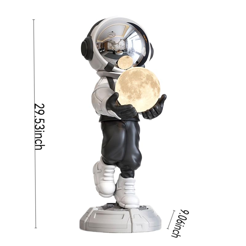 Astronaut Statue, Spaceman Sculpture, Home Decor Sculpture, Cool Metal mask Decoration, Large Spaceman Figurine Decoration - color: White and Black