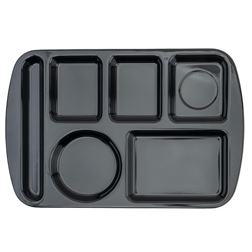 G.E.T. 6 Compartment School Cafeteria Tray, Left Handed, 10" x 15", Black (12 Pack) - color: Black, size: 10" x 15", style: 12 Pack Left Handed Trays