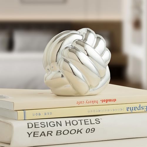 Small Silver Knot Decor, Chain Link Decor, Coffee Table Decor, Book Shelf Decor, Entry Table Decor, Aesthetic Minimalist Decorative Objects for Modern Home Living Room, Desk Decor for Office (Silver) - color: Silver