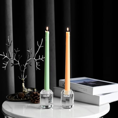 Kitcom Crystal Taper Candle Holders Multiple Faceted Designed Wedding Banquet Decorations for Home W1.97xH2.76 Inches Pack of 2, Comes with Gift Box