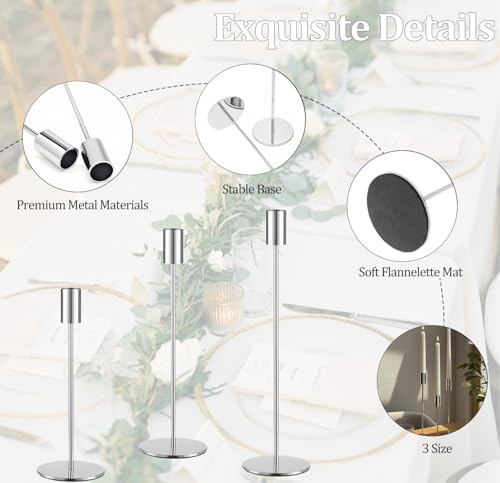 Set of 6 Silver Taper Candle Holders, Metal Silver Candlestick Holders, Tall Candle Holder, Fits 3/4 inch Thick Candle&Led Candles, for Table Centerpiece, Wedding, Dinning, Party Home Decor - color: Silver, size: 6PC