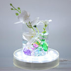 LARDUX Pack of 4 Led Light Base - 6 Inch Round Display Pedestal Light Stand Plate Flat for 3D Crystal Cube Glass Art Acrylic Statues - USB Charge or Battery Powered - size: 6-inch led base