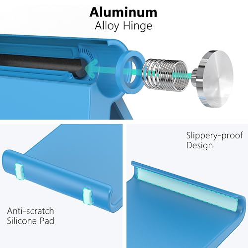 Cell Phone Foldable Stand for Desk, Portable Cell Phone Holder, Adjustable Tablet Dock, Office Desk Accessories for iPhone 17 16 15 14 13 Pro Max Air, Galaxy S25, S24, Blue - color: Blue