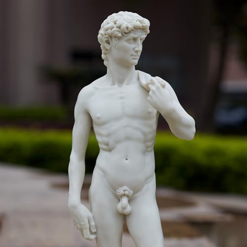 Veronese Design 20 1/8 Inch David by Michelangelo Resin Sculpture Painted Marble White Finish - size: Large