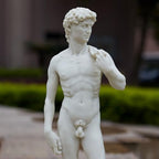 Veronese Design 20 1/8 Inch David by Michelangelo Resin Sculpture Painted Marble White Finish - size: Large