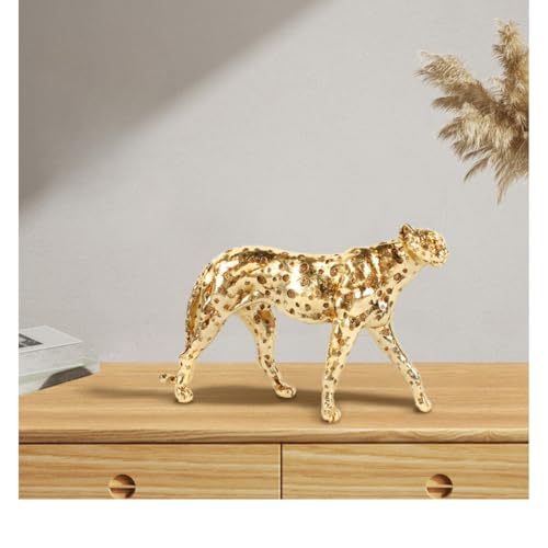 Luxury Resin Leopard Animal Figurine - Realistic Sculpture Home Decor for Living Room, TV Cabinet, Gold Accent Ornament (Leopard)