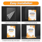 8.5 x 11 Acrylic Sign Holder with Wood Base - Tabletop Display Menu Stand - Clear Plastic L/T Shape Vertical or Slant Back Paper Holders - 3 Pack - style: 8.5x11in 3pack