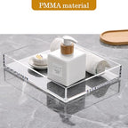 DINGHUO Acrylic Perfume Bathroom Vanity Counter Tray, Clear 9.45"x7.09"x1.38" Rectangle Countertop Organizer for Jewelry Candles Soap Makeup Toilet Tank Kitchen - 1 Pack - style: Small Acrylic Tray