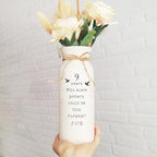 9th Anniversary Pottery Gift for Her Personalized Ceramic Vase White Handcrafted Custom Couple Names Keepsake 9 Years Marriage Wife Husband, Engraved Handmade 3 x 8 Inches