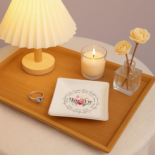 Christian Bible Verse Jewelry Dish Gift for Women, Faith 4" Ceramic Jewelry Tray, Christian Inspiration Gifts - Mother's Day, Birthday, Religious Gift - Communion, Confirmation Gifts for Teen Girls - color: You Are Round