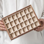 28-Grid Black Walnut Wooden Jewelry Tray with Velvet Lining, Premium Jewelry Display Tray for Earrings and Rings, Drawer Organizer Display Tray for Women's Jewelry Collection - color: 28 grid