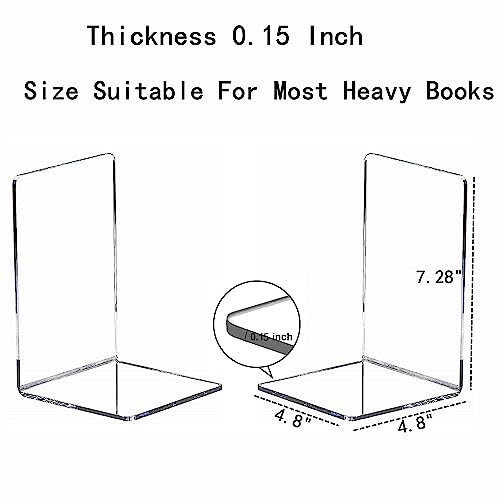 Clear Bookends for Heavy Books,8pcs Acrylic Book Shelf Organizer for Desk,Plastic Heavy Duty Book Holders Standand Invisible Bookshelf Dividers Decorative,Suitable for Office Home Weighted Bookends