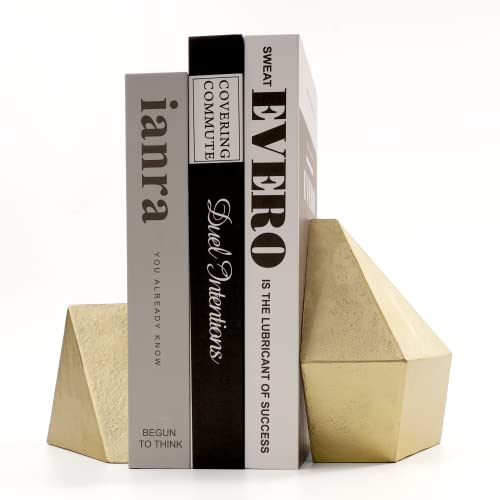 Ambipolar Decorative Gold Cast Iron Bookends, Home Decorative Bookends for Heavy Books, Abstract Bookends for Bookshelves, Office Desk, Living Room Decor - color: Gold