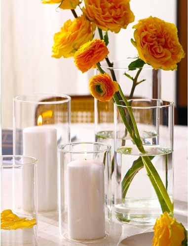 24 PCS Hurricand Glass Candle Holders, Clear Glass Cylinder Vase for Centerpieces Wedding Party Decoration - color: Clear Glass Candle Holder-24pcs