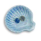 Shell Jewelry Dish Tray for Women, Ceramic Seashell Jewelry Ring Holder Dish, Jewelry Plate Trinket Dish for Necklace, Earring, Ring, Mother's Day Christmas Gift, 3.9", Sky Blue Iridescent Surface - color: Sky Blue