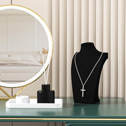 3Pcs Necklace Bust Stand for Selling, Black Velvet Necklace Display Holder, Jewelry Necklace Organizer Rack for Shop Store Exhibition Show (11"Height) - color: Black Velvet, size: 11" Height (3pc)