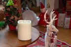 3-Wick Flameless Pillar Candle with Remote Timer, 3D Moving Flame Real Wax Led Candles (Ivory with Melty-Look Art Water, 6.5in) - color: Ivory with Melty-Look Art Water
