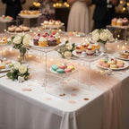 Chuangdi 2 Sets Acrylic Display Risers, Product Stand, Jewelry Display Riser Shelf Showcase Fixtures for Dessert Cupcake Candy Figure Treat Action Showcase(Clear,Medium Set) - color: Clear, size: Medium Set