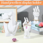 3 Pcs White Jewelry Display Mannequin Set Including Boutique Bust Holder and Hand Models Bracelet Ring Earring Showcase Display Holdor Stand for Boutique and Photography