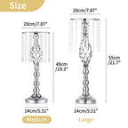 2 Pcs 19.3 inches Tall Crystal Flower Stand Wedding Road Lead Tall Flower Holders Centerpiece Crystal Flower Chandelier Metal Flower Vase for Reception Tables Wedding Supplies - color: Silver, size: Medium - 2 Pcs