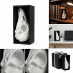 Raven Skull Book Nook Shelf Insert - Gothic Dark Academia Decor, Topographic 3D Raven Skull Bookend, Unique Mysterious Crow Skull Art for Bookshelf, Horror & Fantasy Gift for Book Lovers