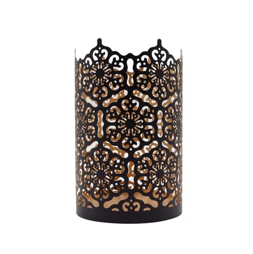 Hosley 7 Inch High Cut Bronze LED Votive Tealight Holder Lantern Intricate Floral Design for Timeless Elegance and Cozy Illumination in Stylish Home D cor Elevate Your Ambiance - color: Bronze, size: 7 inch High