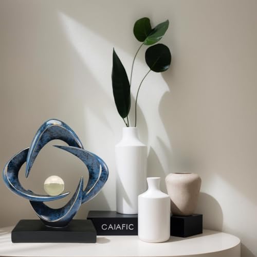 Modern Home Decor Abstract Decorative Sculpture Decorations for Living Room Dining Room Office, Resin Art Statues Coffee Table Bookshelf Decor Accents (Blue) - color: Blue