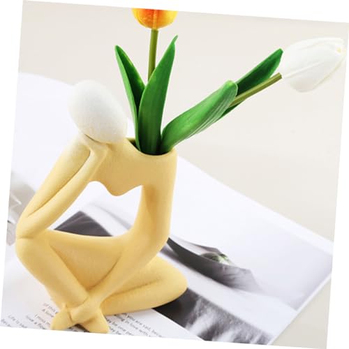 PRETYZOOM Minimalist Abstract Thinker Vase Ceramic Flower Pot for Home Decor Tabletop Decoration Modern Living Room and Office