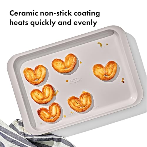 OXO Good Grips Non-Stick Pro Ceramic Coated Metal Bakeware Quarter Sheet Pan – Biscuit - color: Biscuit, size: Quarter Sheet Pan