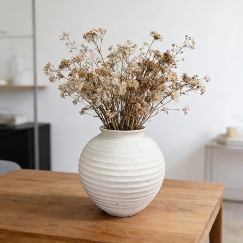 Ceramic Vase Rustic White for Farmhouse, Table Decorative Vase for Home Decor, Nordic Vase for Ofice Hotel Living Room, Shelf, Tabletop Décor (Large 03) - size: Large 03