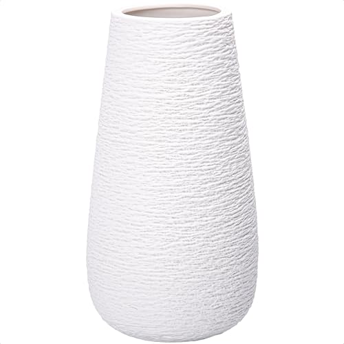 D'vine Dev 12 Inch Textured White Elegant Oval Ceramic Vase for Flowers, Home Décor Vase with Design Box, VS-LD-C-1 - color: Textured White, size: 12 Inch