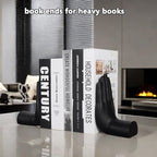 jinhuoba Decorative Bookends Hands Book Ends, Black Heavy Book Holder Ends for Shelves, Novelty Heavy Duty Book Ends for Shelves Office Home Desk Bookshelf, 8.5"(L) x 3.5"(W) x 6.8"(H), Resin