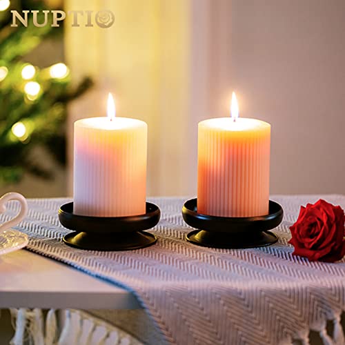 Pcs of 4 Spike Candle Holder Iron Candle Plate Pillar Candle Holder, Black, Decorative Iron Pillar Candle Plate, 3.6" Diameter Pedestal Candle Stand for LED & Wax Candles, Incense Cones, Spa, Weddings - size: 4 Pcs
