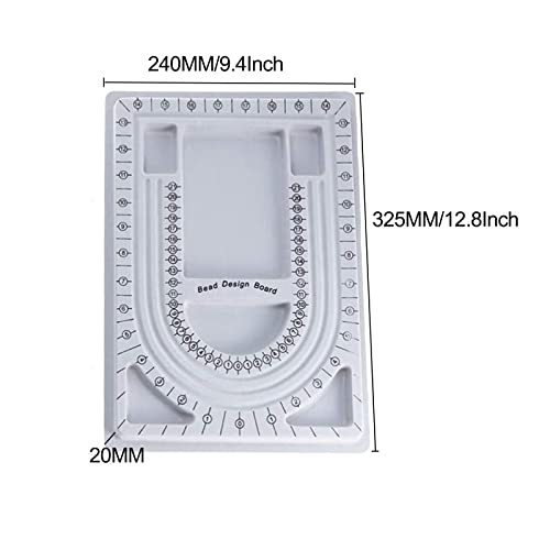 MIAO YUAN 4PCS DIY Hand String Necklace Design Plates Beaded Measuring Tray for Jewelry Making, Size Measuring Panel Flocking Jewelry Finishing Tray - color: Silver