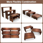 Yikaroeli 2 Set Wood Display Risers Small Wooden Stand for Display Cupcake Stands 9.4"-7.8" Graduated Sizes 3 Tiered 6Pcs Dessert Display Stands for Vendor Events (Brown)