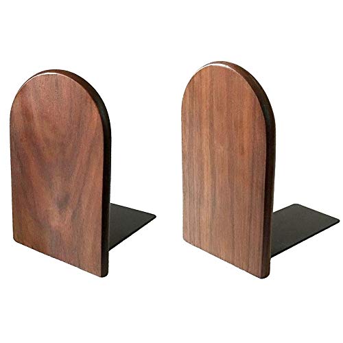 Wood Bookends, Decorative Bookends for Shelves Heavy Books, Office Book Stand, Black Walnut, H6.7 x W4.7 x L3.9 - color: Walnut A-1 Pair