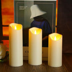 kakoya Flickering Flameless Candles, Battery Operated Acrylic LED Pillar Candles with Remote Control and Timer,Set of 9 (Ivory) - color: Ivory-9