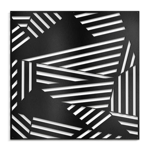 SIGNLEADER Metal Wall Decor Abstract Geometric Minimalist Modern Luxury Wall Sculpture Hangings 3D Statue Home Decoration for Living Room, Bedroom, Bathroom, Kitchen, Fireplace, Office - 18" Black - color: Gry24-2405-m24, size: 18" Black