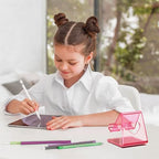 Crpich Acrylic Cell Phone Stand, Portable Phone Holder, Clear Pink Phone Stand for Desk, Compatible with Phone16 15 14 13 12 11 Pro Max SE, Switch, Android Smartphone, Pad, Tablet, Desk Accessories - color: Transparent Pink