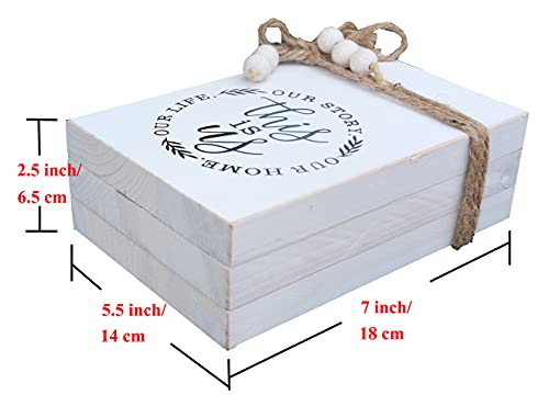 LIVDUCOT Wood Decorative Books Stack Rustic Home Decor Stack White Wooden Books for Modern Home Decor,Shelf,Mantle or Tray This is Us Our Life Our Story Our Home 7X 5.5X 2.5' - color: This is Us
