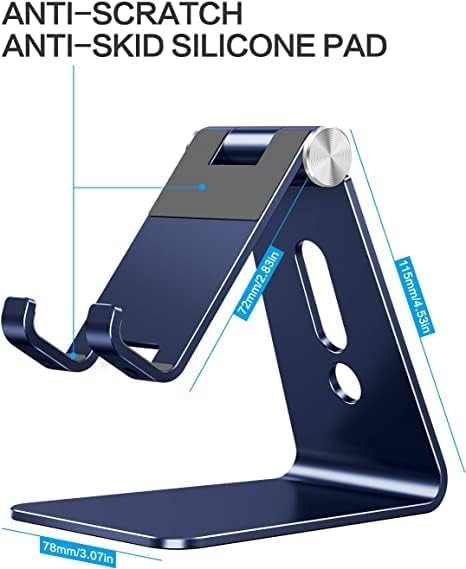 OMOTON Adjustable Cell Phone Stand, C2 Aluminum Desktop Phone Holder Dock Compatible with iPhone 15 14 13 Xs XR 8 Plus 7 6, Samsung Galaxy, Google Pixel, Android Phones, Navy Blue - color: Navy Blue