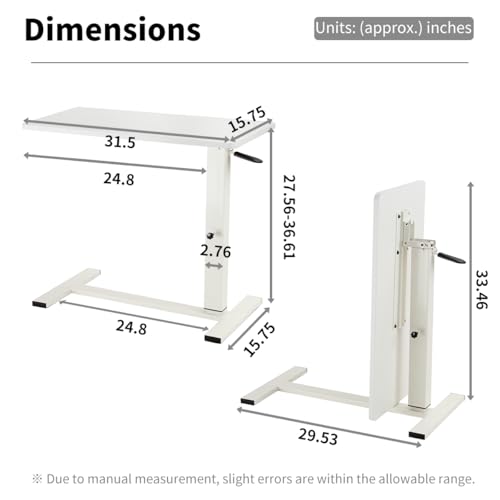 lumizone Foldable Overbed Table with Wheels Adjustable Height Bedside Desk 27.56"-36.61" Rolling Hospital Bed Table with Casters Medical Tray for Home Use Desk Over the Bed - color: Grey
